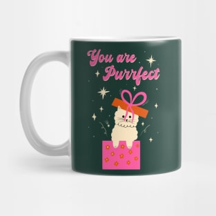 You are Purrfect Valentine day card! Cute white cat with bow illustration. Valentine gift idea Mug